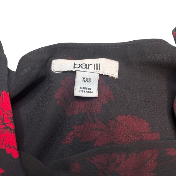 Bar III Black Red Floral Camisole Tank Top XXS NWT Date Night Blouse - Picture 7 of 11